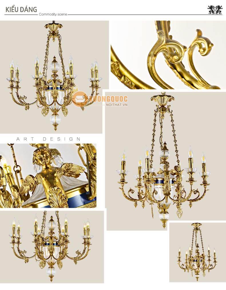 Đèn chùm đồng nhập khẩu đẹp abr149-5